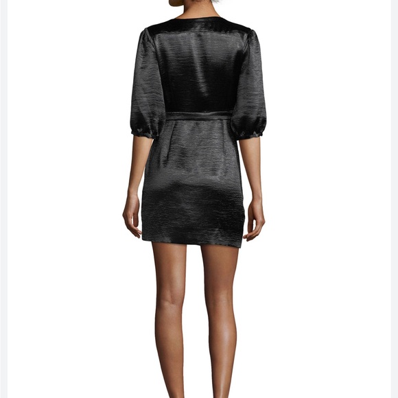 ba&sh “cami” V-Neck 3/4 Sleeve Crossover textured Satin Dress - Picture 16 of 16